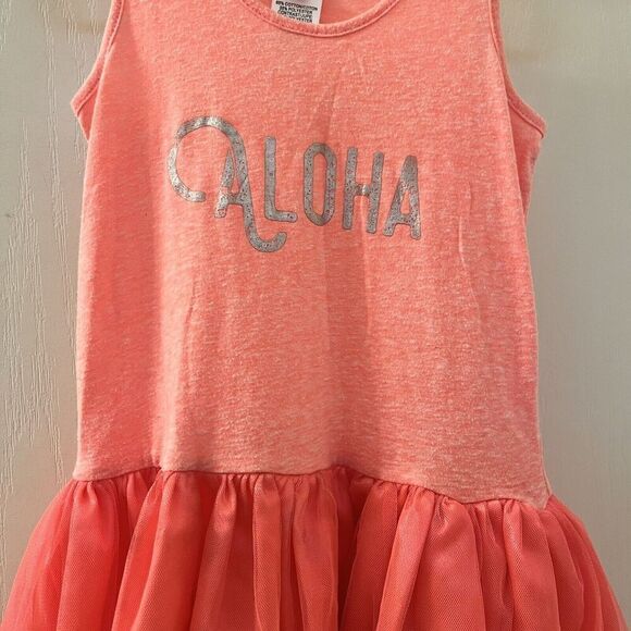 Everbloom Studio Aloha Tutu Tulle Dress Neon Coral Girls Size 4T - Picture 3 of 10